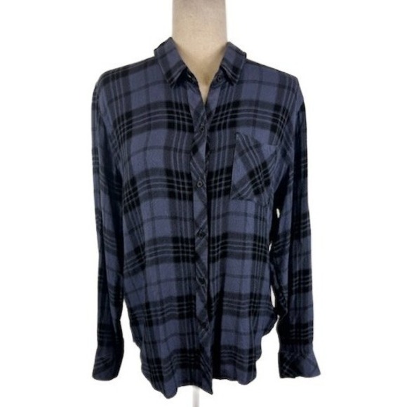 Rails Women's Hunter Blue Plaid Flannel Shirt Long Sleeve Button Down Size XL - Picture 1 of 4